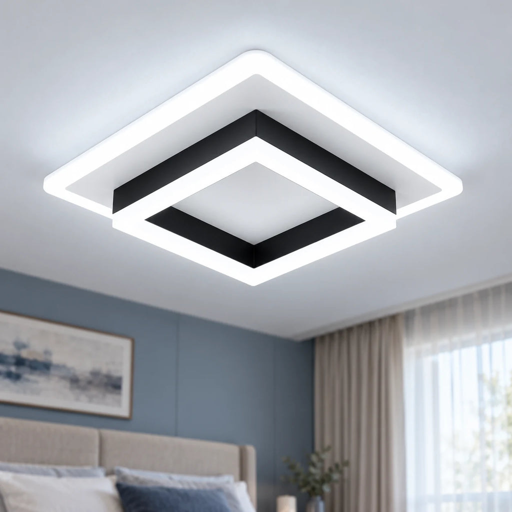 Plafonnier LED Carré Extra Plat Moderne pour Couloir, Entrée et Cuisine