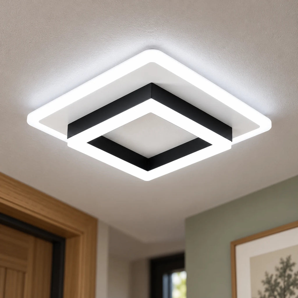 Plafonnier LED Carré Extra Plat Moderne pour Couloir, Entrée et Cuisine