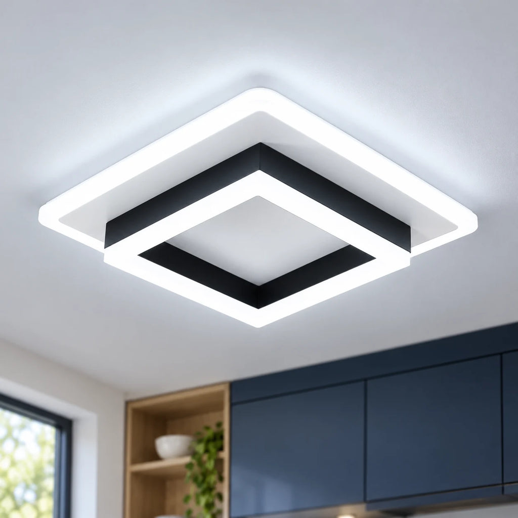 Plafonnier LED Carré Extra Plat Moderne pour Couloir, Entrée et Cuisine
