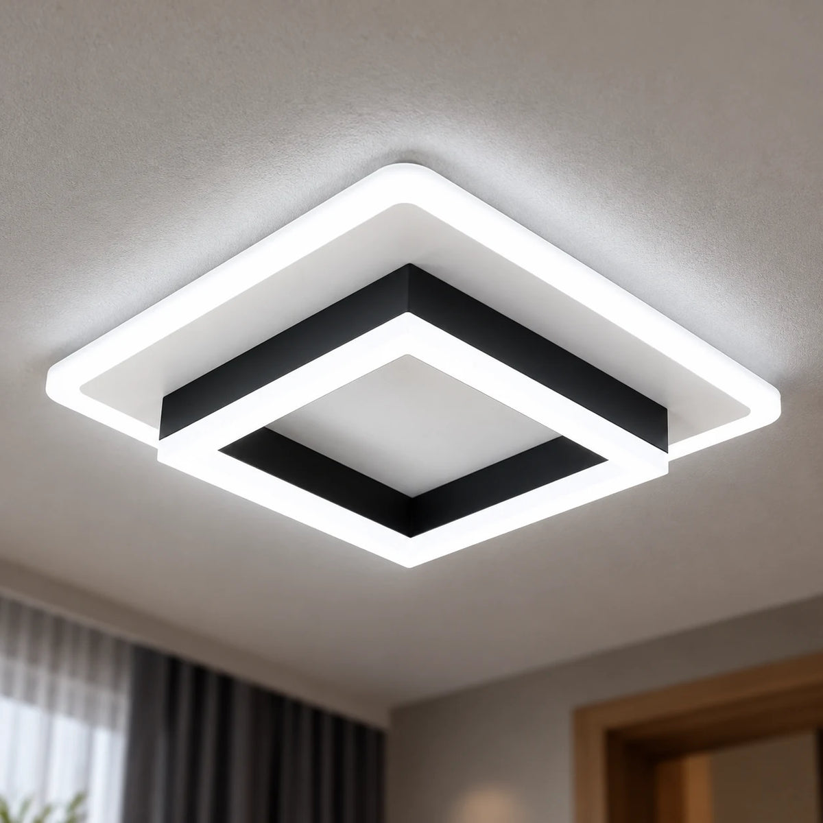 Plafonnier LED Carré Extra Plat Moderne pour Couloir, Entrée et Cuisine