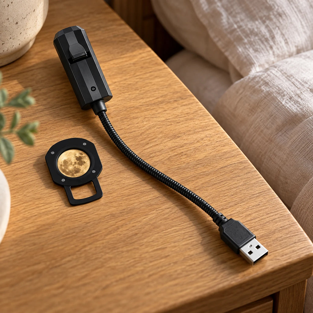 Projecteur Lune USB Veilleuse, Lampe de Projection Lune pour Plafond et Mur, Déco Chambre Enfant, Ado et Adulte, Ambiance et Photo