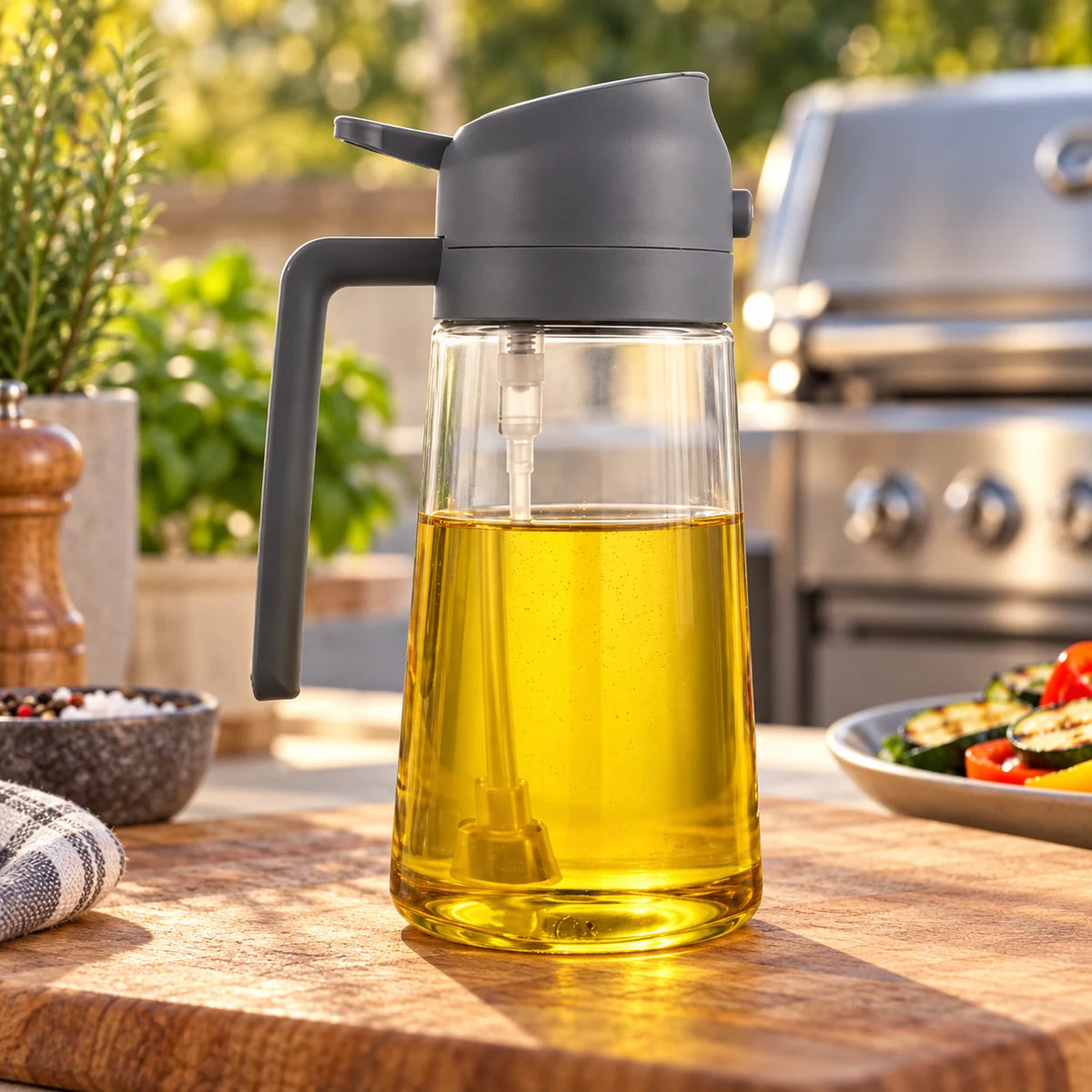 Pulvérisateur d'Huile de Cuisine 2 en 1, Spray et Verseur pour Air Fryer et Barbecue