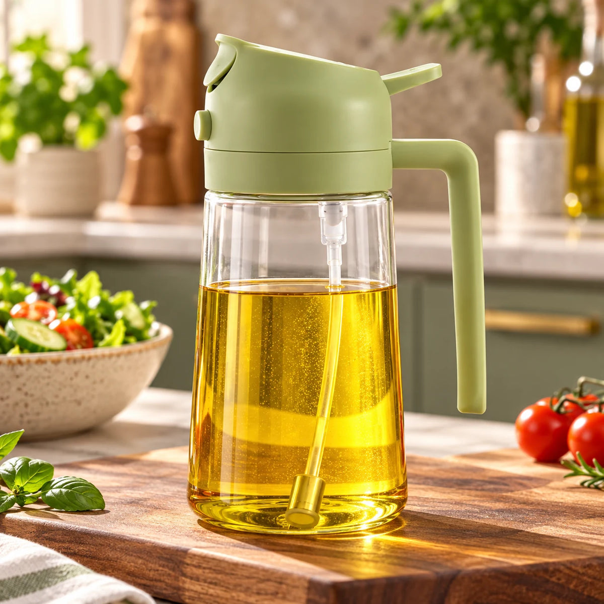 Pulvérisateur d'Huile de Cuisine 2 en 1, Spray et Verseur pour Air Fryer et Barbecue