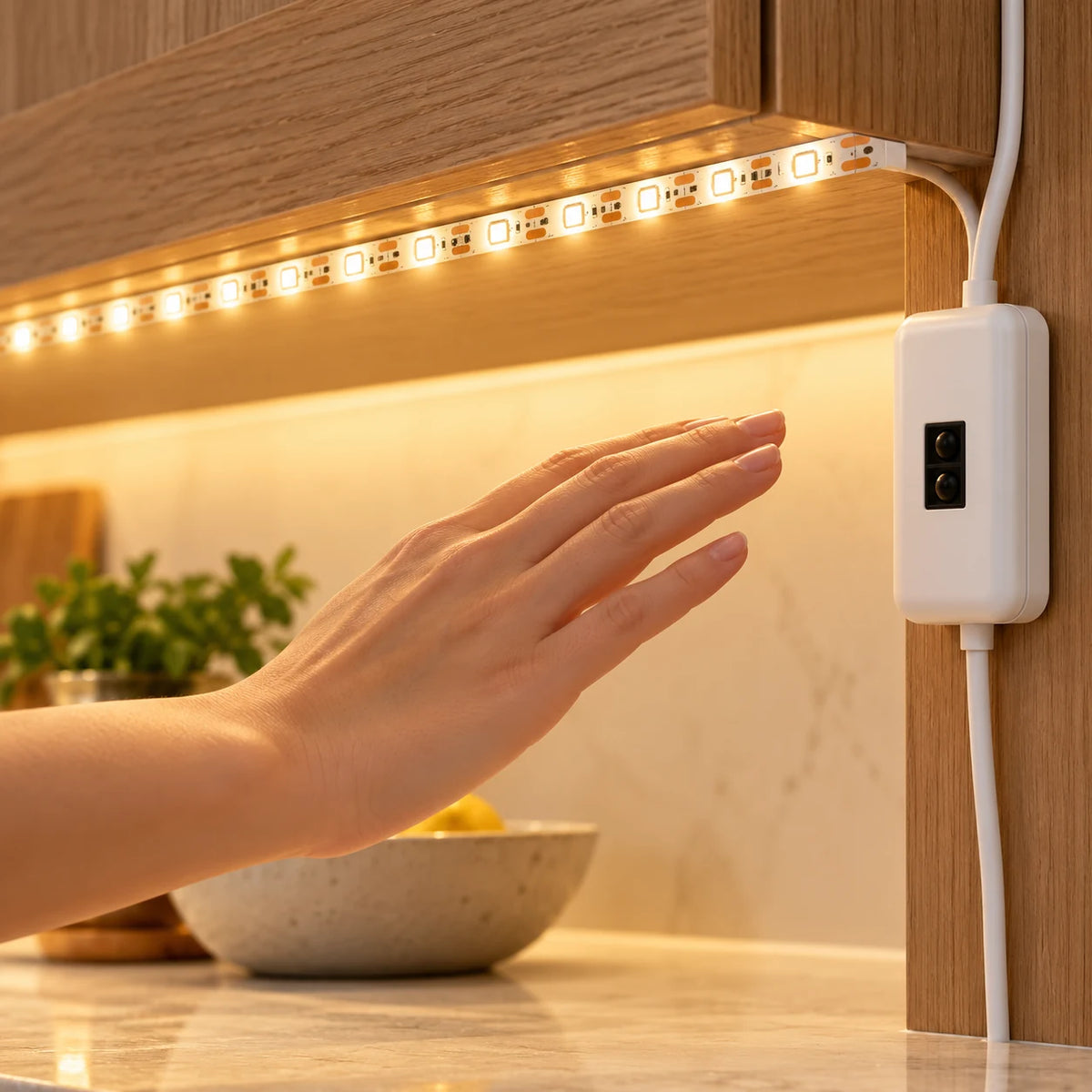 Ruban LED Sous Meuble USB à Capteur Sans Contact, Allumage d'un Geste, Cuisine, Armoire et Placard