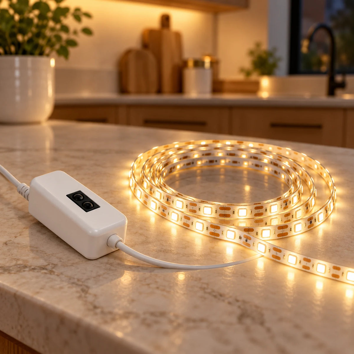 Ruban LED Sous Meuble USB à Capteur Sans Contact, Allumage d'un Geste, Cuisine, Armoire et Placard