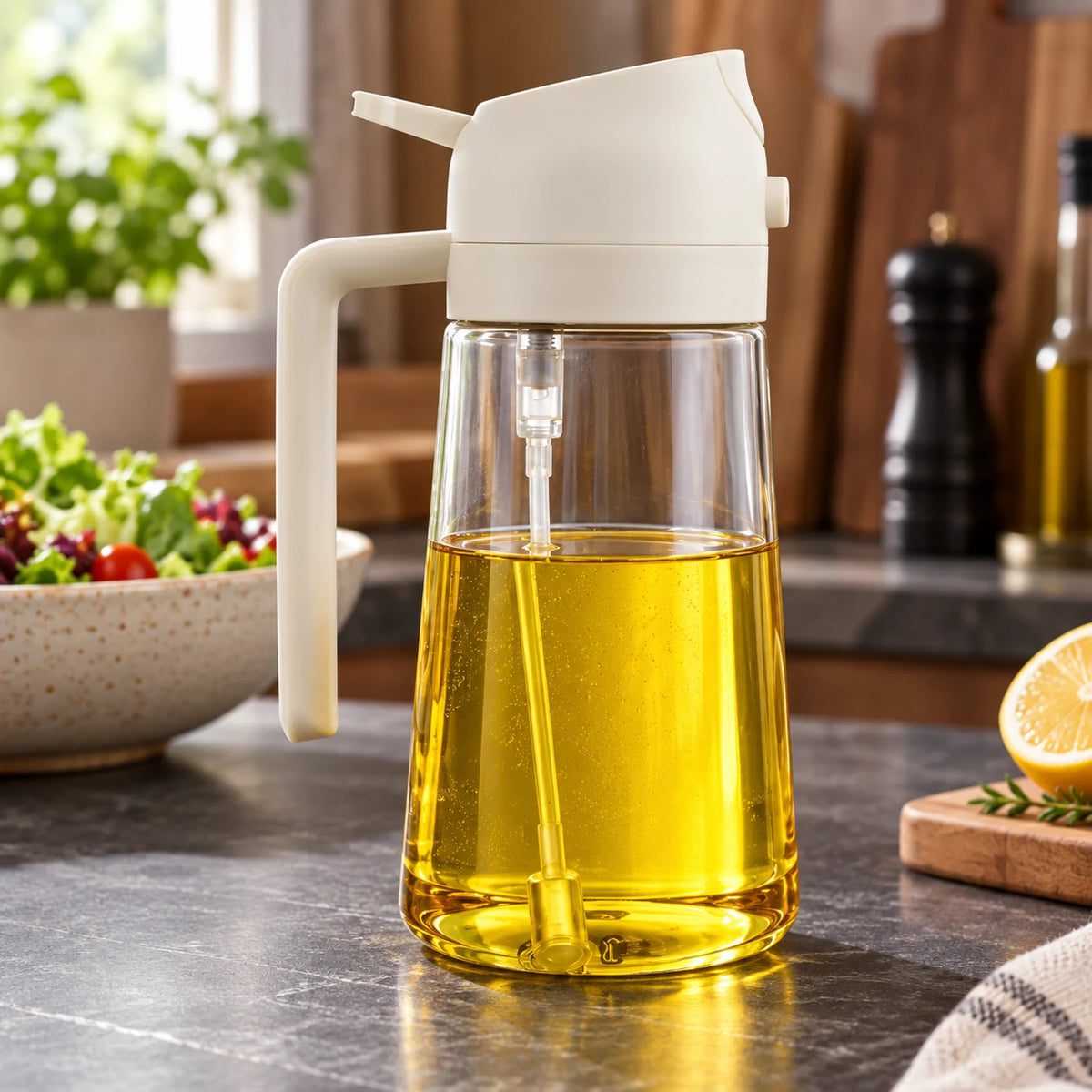 Pulvérisateur d'Huile de Cuisine 2 en 1, Spray et Verseur pour Air Fryer et Barbecue