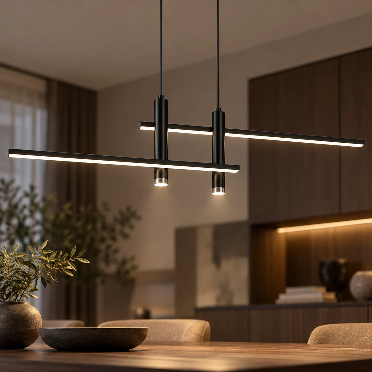Suspension LED Linéaire Dimmable pour Table à Manger et Cuisine avec 3 Températures de Lumière