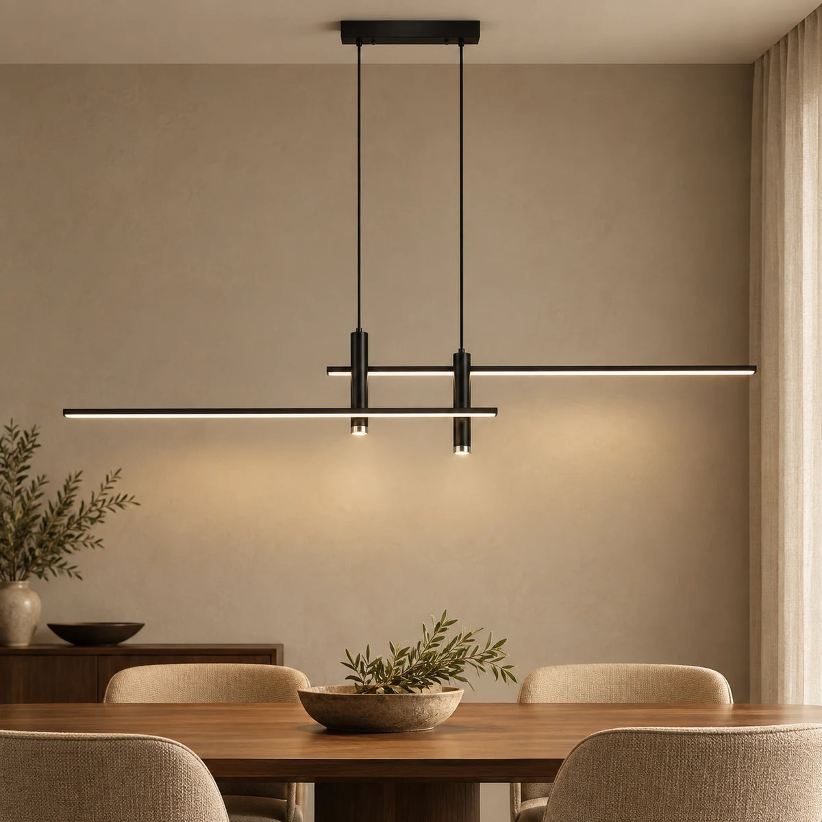Suspension LED Linéaire Dimmable pour Table à Manger et Cuisine avec 3 Températures de Lumière
