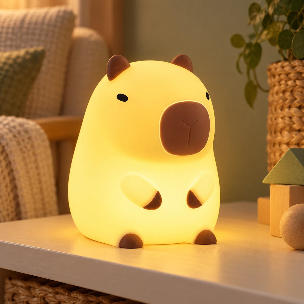 Veilleuse Capybara LED sans Fil à Piles, Lampe de Chevet Kawaii, Décoration Chambre et Idée Cadeau