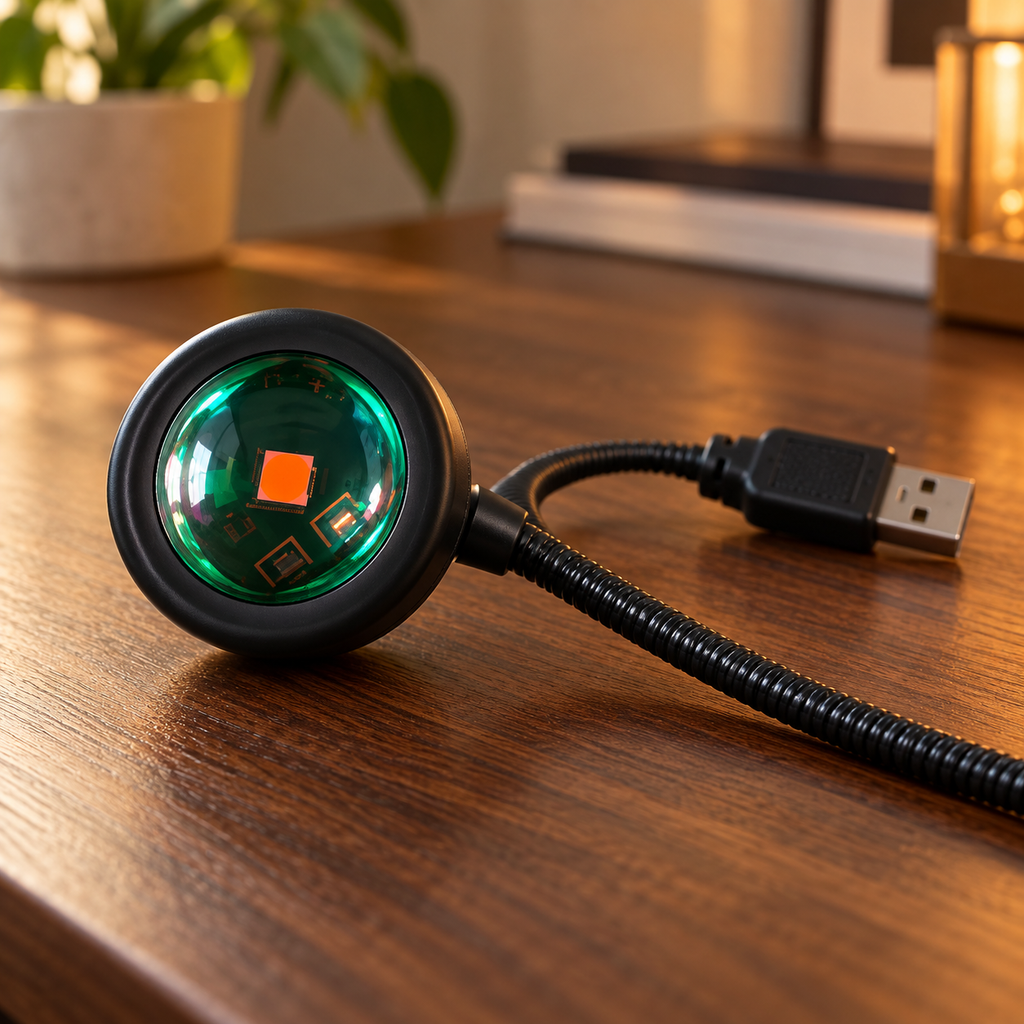 Lampe Coucher de Soleil, Projecteur LED USB Orientable avec Col Flexible, Veilleuse d'Ambiance pour Chambre, Salon et Bureau