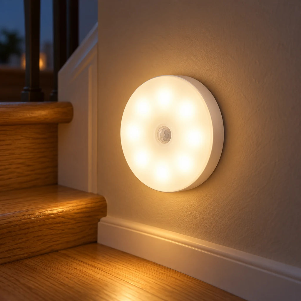 Veilleuse LED Détecteur de Mouvement Rechargeable USB, Lampe Sans Fil Magnétique Sans Perçage - Couloir, Placard, Escalier, Chambre
