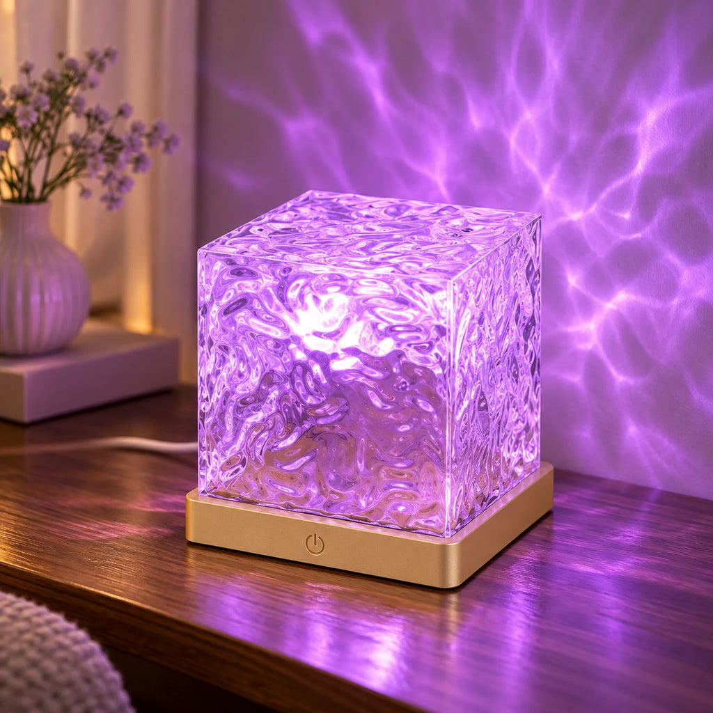 Lampe Projecteur Effet Vagues d'Eau LED Rechargeable avec 16 Couleurs et Télécommande