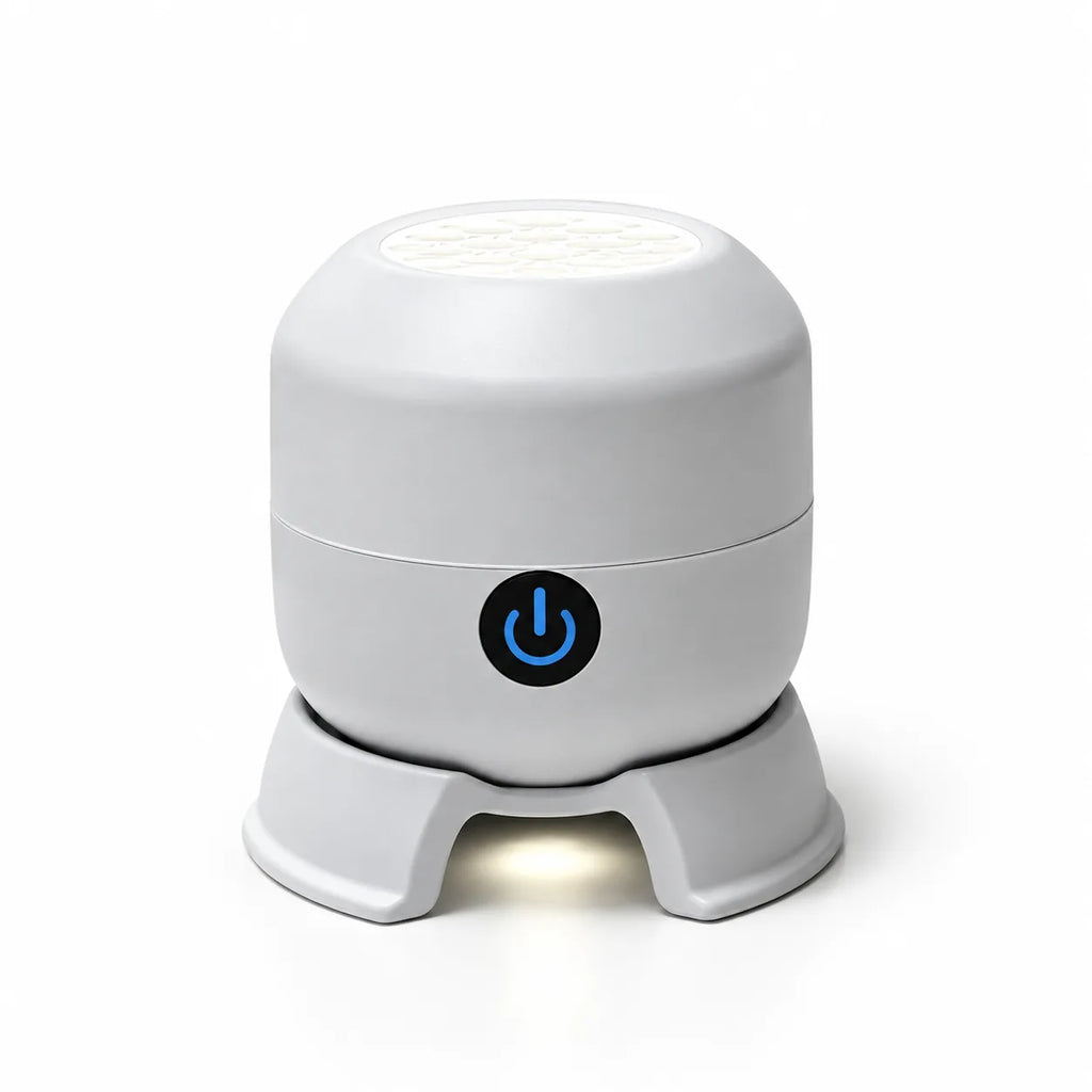 Veilleuse projecteur océan grise avec bouton tactile, fond blanc